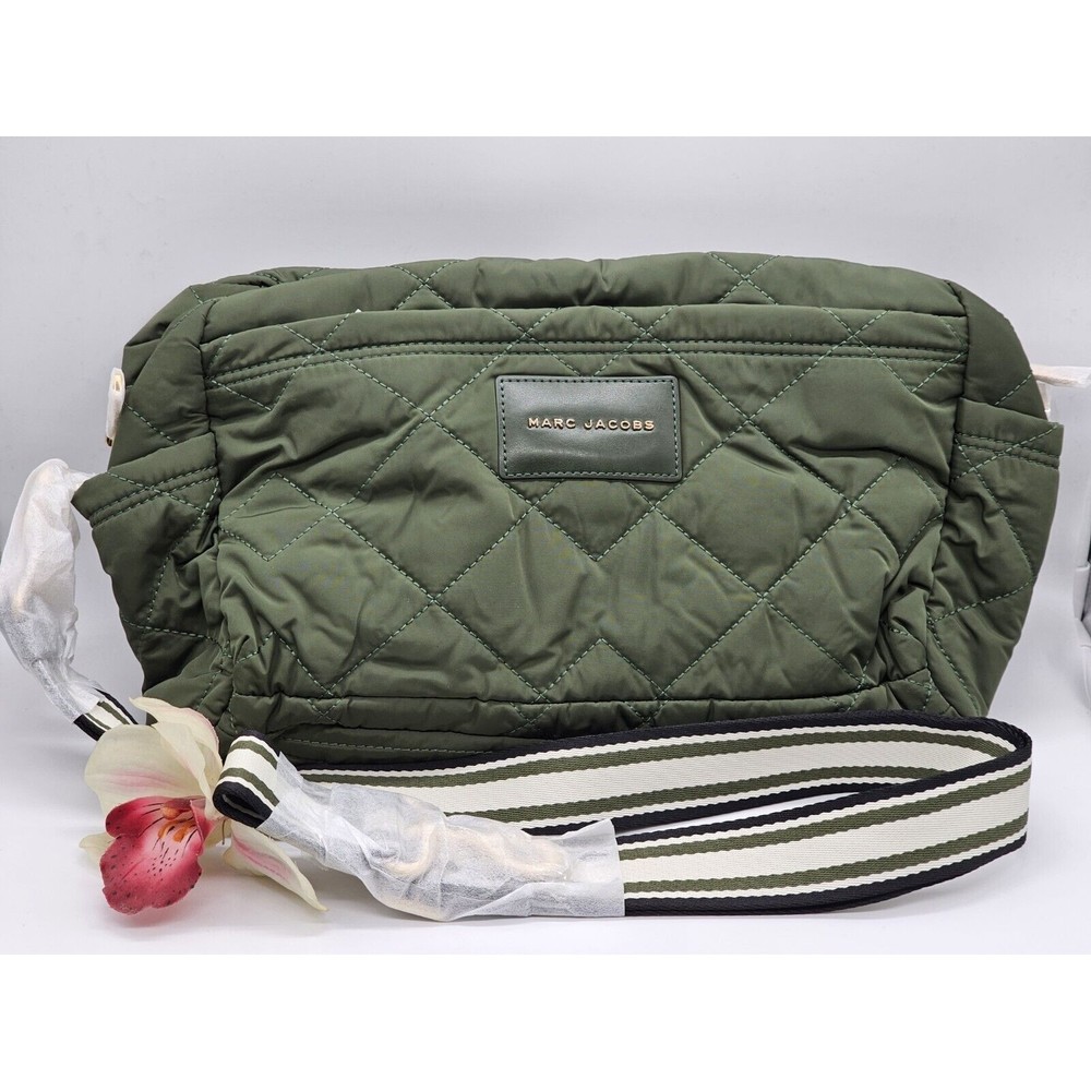 Marc Jacobs Quilted Nylon Small Weekender Travel Bag Dark Green New JL02306068